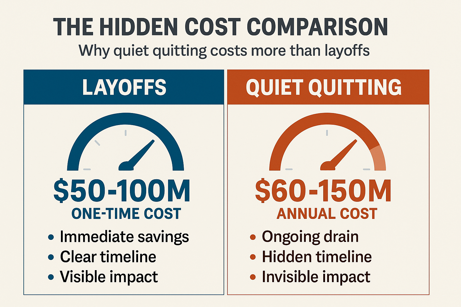 Cost comparison showing quiet quitting versus other economic disruptions